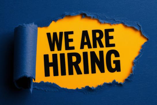 Recruitment Announcement with Torn Paper Background