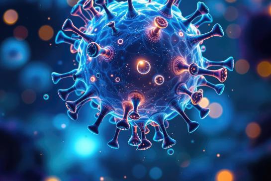 Microscopic view of HMPV virus particle structure and surrounding environment 