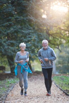 Older couple running