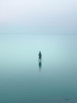 Lonely person in the mist