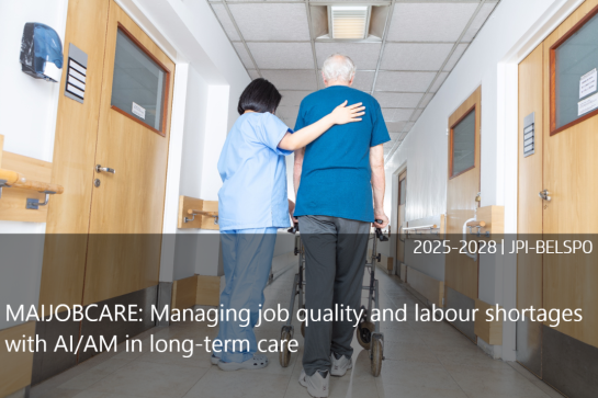 A nurse and an older patient walking along the corridor