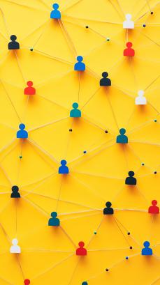 Abstract Network Concept: Interconnected People and Strings