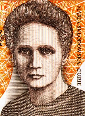 Marie Skłodowska Curie portrait. Poland 20,000 Zlotych banknote.