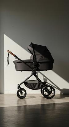Contemporary empty baby stroller