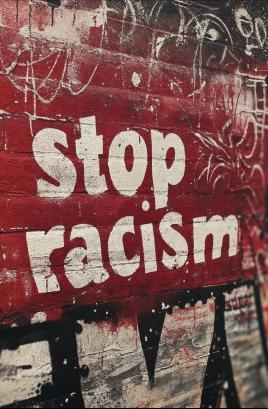 graffiti wall photo with the words stop racism 